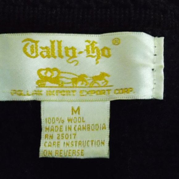 Vintage Tally-Ho women's black wool sweater size M - Picture 6 of 8